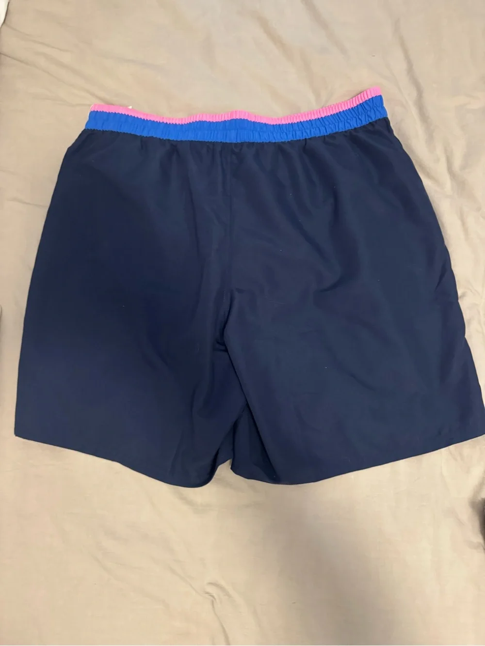 Nike Men’s Navy Swim Trunks with Pink & Blue Waistband
